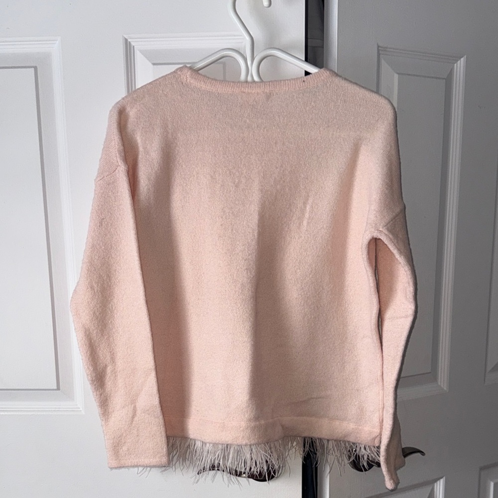Anthropologie Pink Sweater with Feathers - Picture 4 of 5
